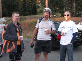 Cris, Dan, and Jason drinking a beer